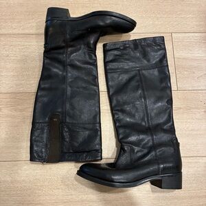 Ted Baker London Black Brown Leather Knee High Riding Boots Size 7